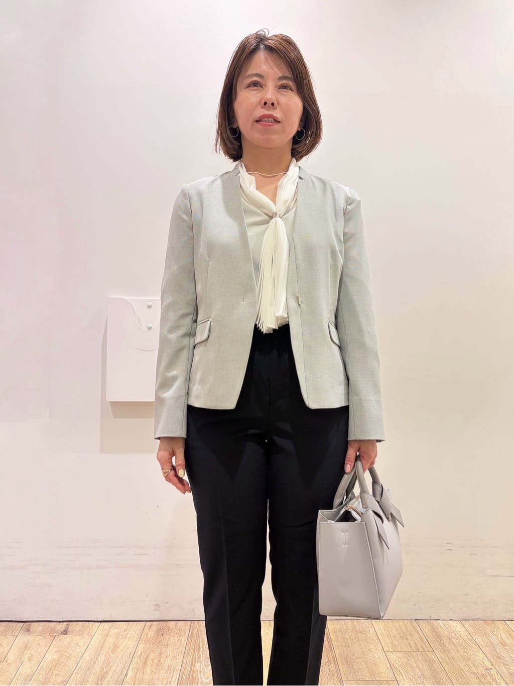 YUKOさんの「index｜【接触冷感／吸水速乾】ノーカラージャケット／セットアップ対応可《洗える／防シワ／ストレッチ》」を使ったコーディネート