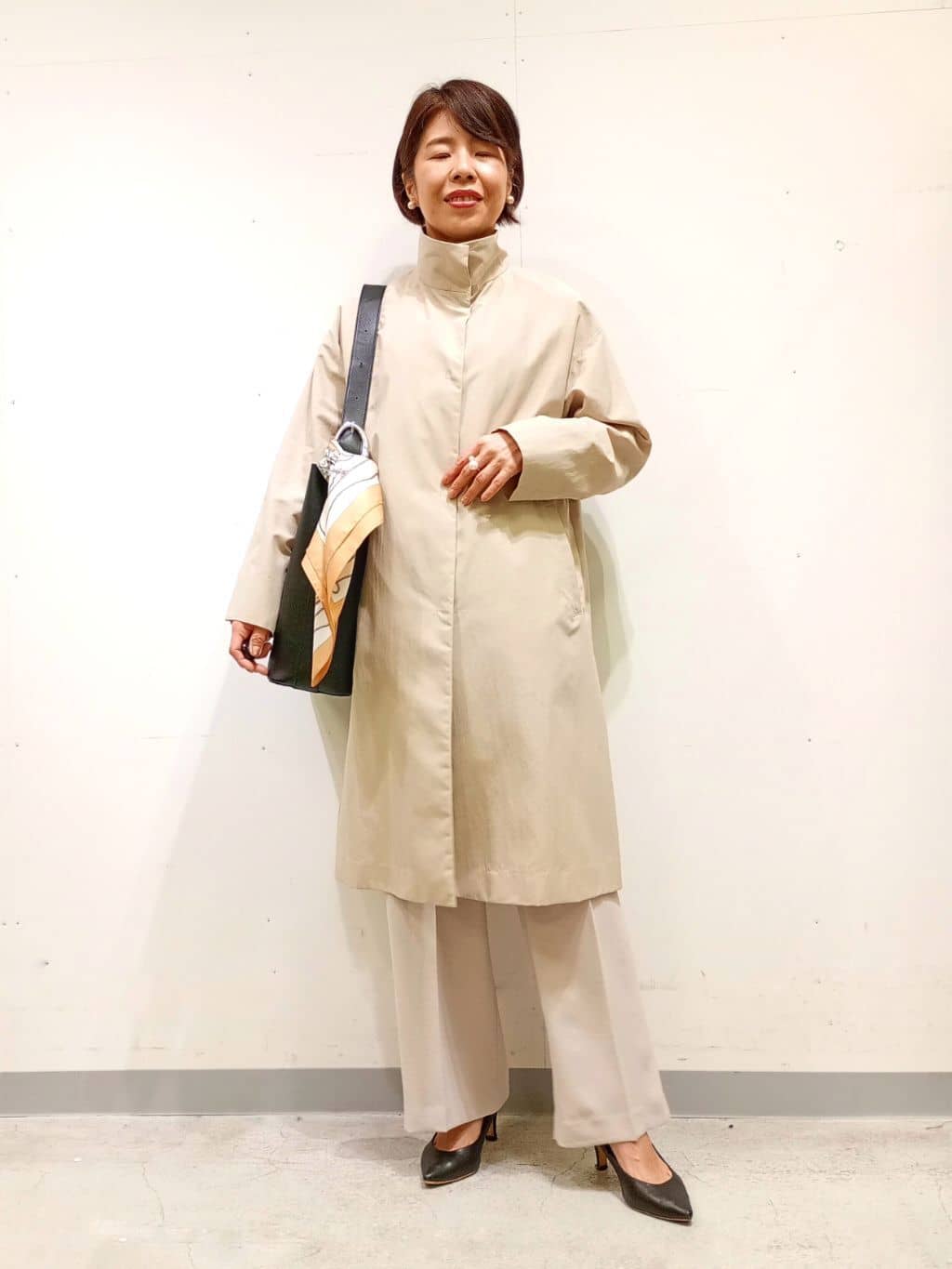 Kさんの「INDIVI｜【撥水／軽量】ミニマル スタンドカラーコート」を使ったコーディネート