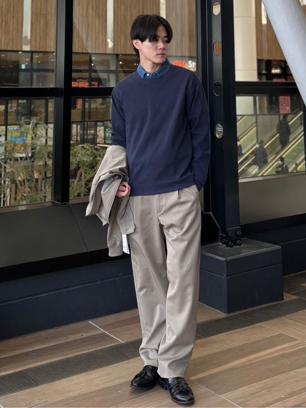うらしーさんの「THE SHOP TK｜FLEX LINE ストレッチリブブルゾン　ストレッチ/防シワ/マシンウォッシャブル/セットアップ可」を使ったコーディネート