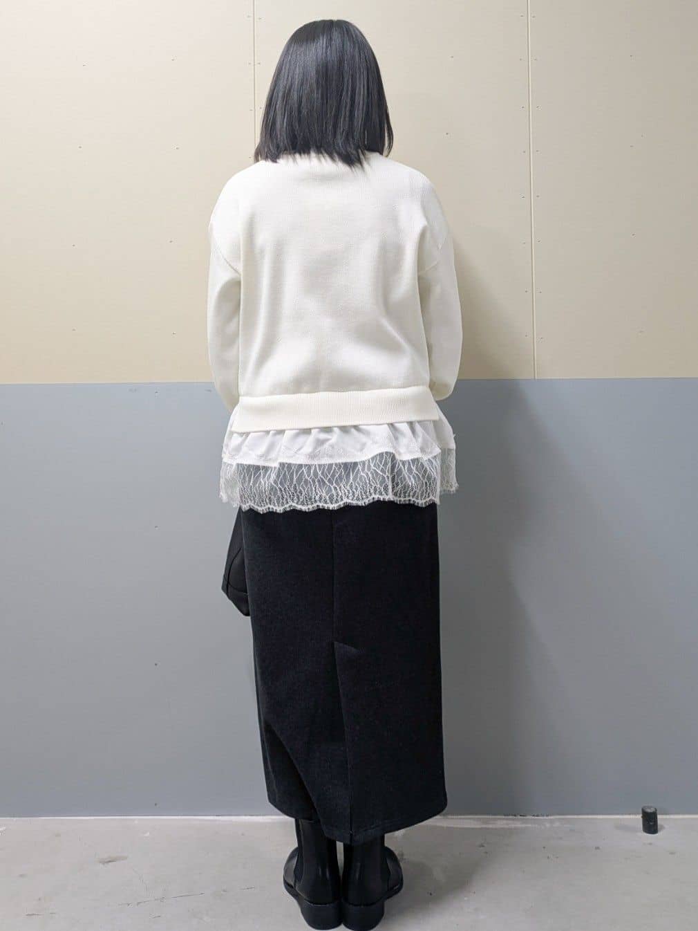 ゆきさんの「OPAQUE.CLIP｜裾レースドッキングニット」を使ったコーディネート