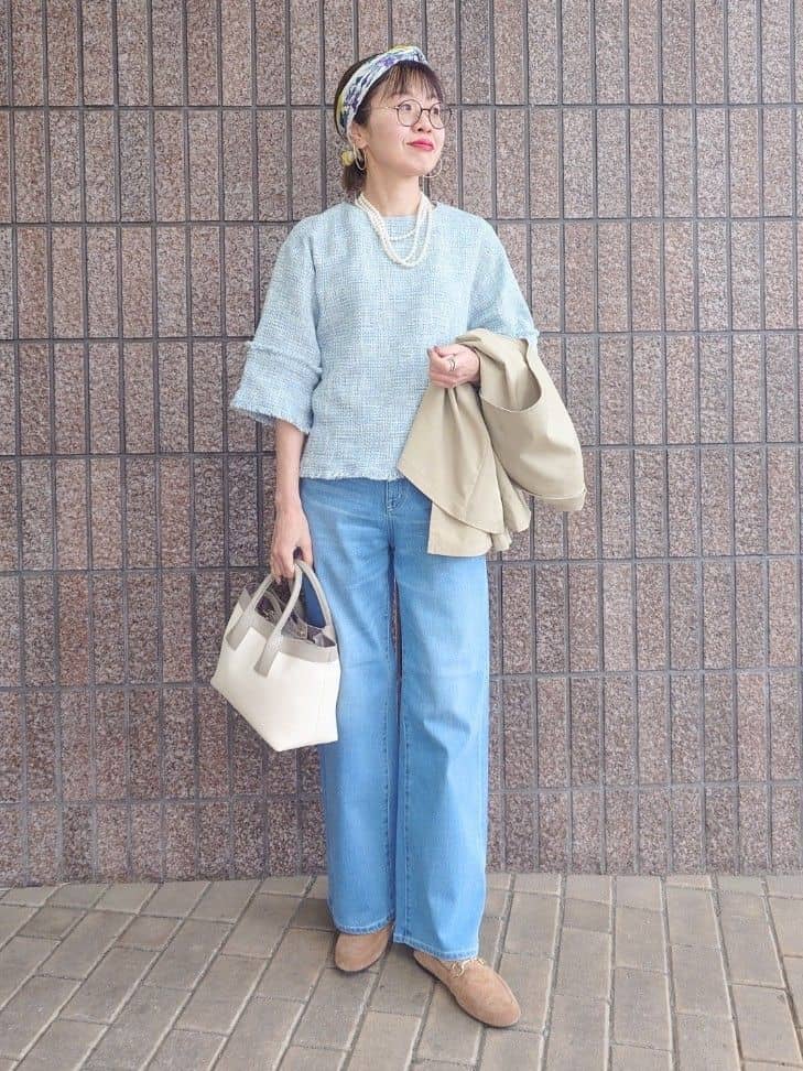 MUTSUKOさんの「UNTITLED｜◆【洗える】ツイードドルマンブラウス」を使ったコーディネート