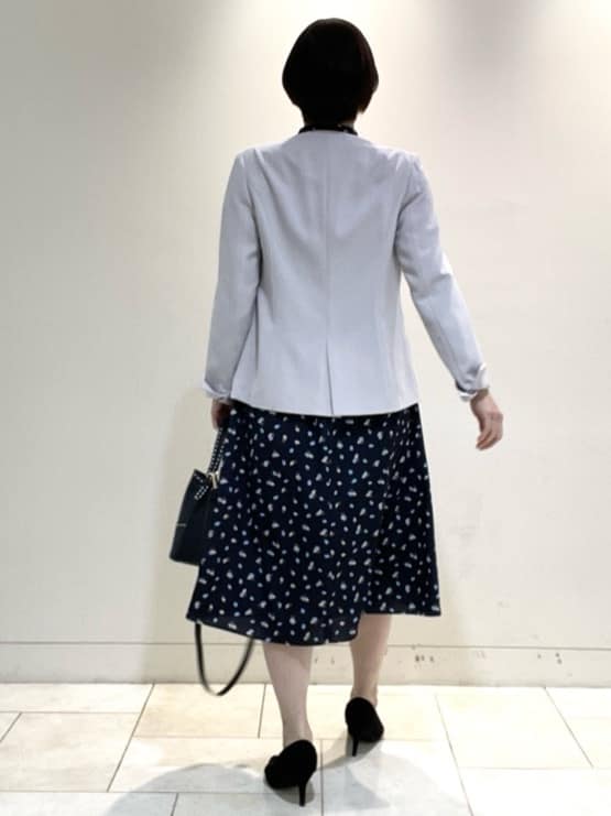 フミさんの「Reflect｜【SS-4Lサイズ／通勤／セットアップ可】ノーカラージャケット」を使ったコーディネート