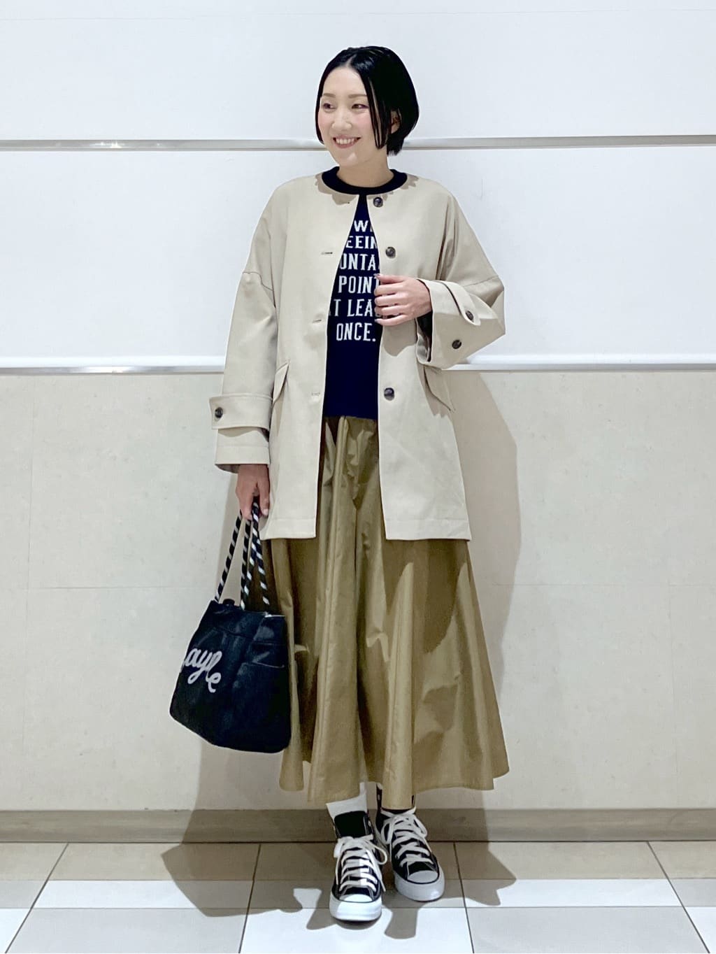 eriko さんの「Dessin｜【花粉ガード/撥水加工/洗える】クルーネックスプリングコート」を使ったコーディネート