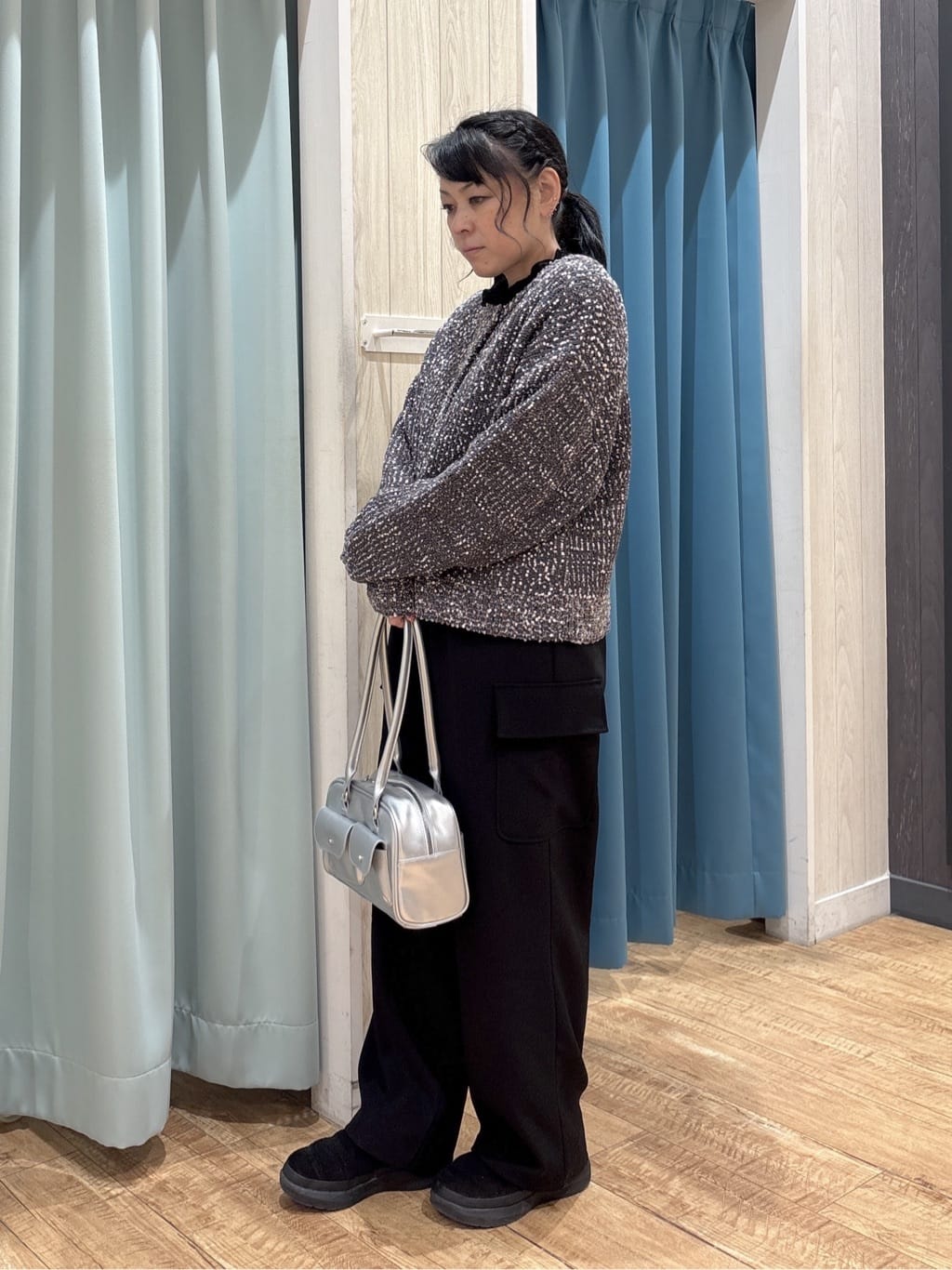 わかさんの「SHOO･LA･RUE｜【洗濯機可/前後2WAY】ぽこぽこニットカーディガン」を使ったコーディネート