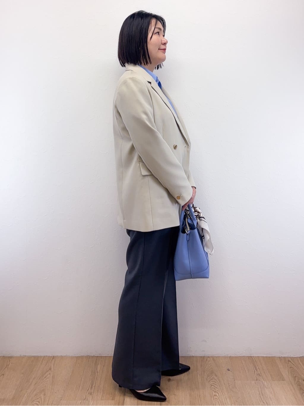Takeさんの「OPAQUE.CLIP｜金ボタンダブルブレストテーラードジャケット／セットアップ対応【洗える】」を使ったコーディネート
