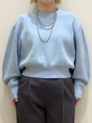 くーみーさんの「OPAQUE.CLIP｜スウェットライクショートニット【洗濯機OK】」を使ったコーディネート