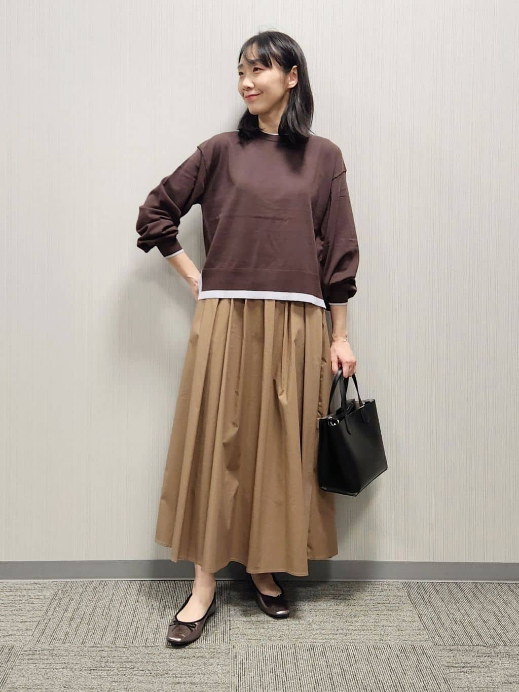 naraさんの「Dessin｜【洗える】バイカラーデザインニット」を使ったコーディネート