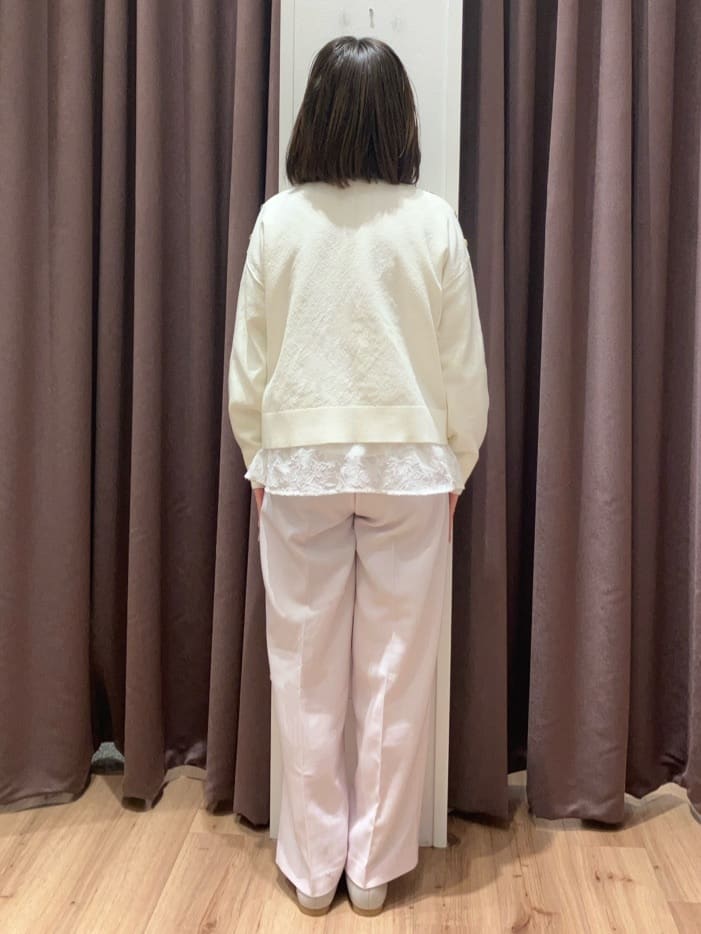 みちゃさんの「grove｜【おうちで洗える】顔周りすっきり、ボートネックニット」を使ったコーディネート