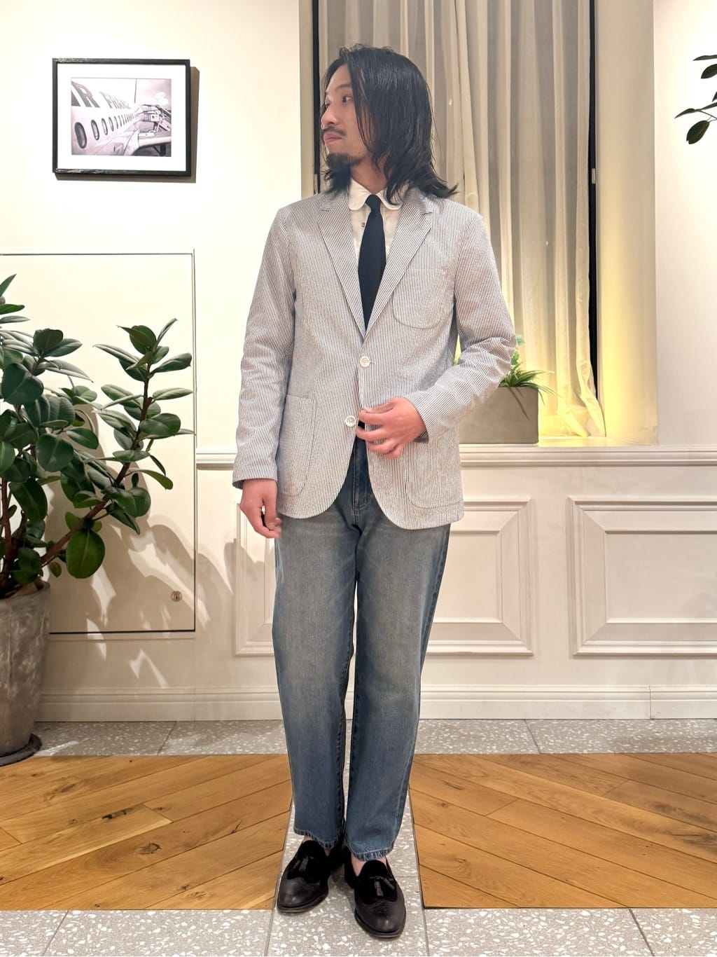 kawarataniさんの「DRESSTERIOR｜◆【吸湿速乾/セットアップ可/ウォッシャブル】COOLMAX シアサッカー サマージャケット」を使ったコーディネート