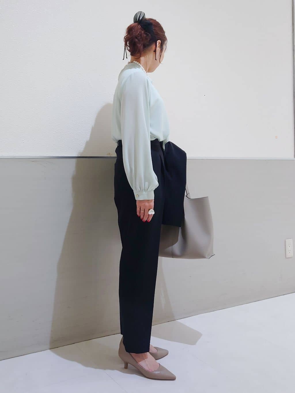 maruさんの「THE SHOP TK｜【通勤スタイルに】ダブルクロス ノーカラージャケット/セットアップ可」を使ったコーディネート