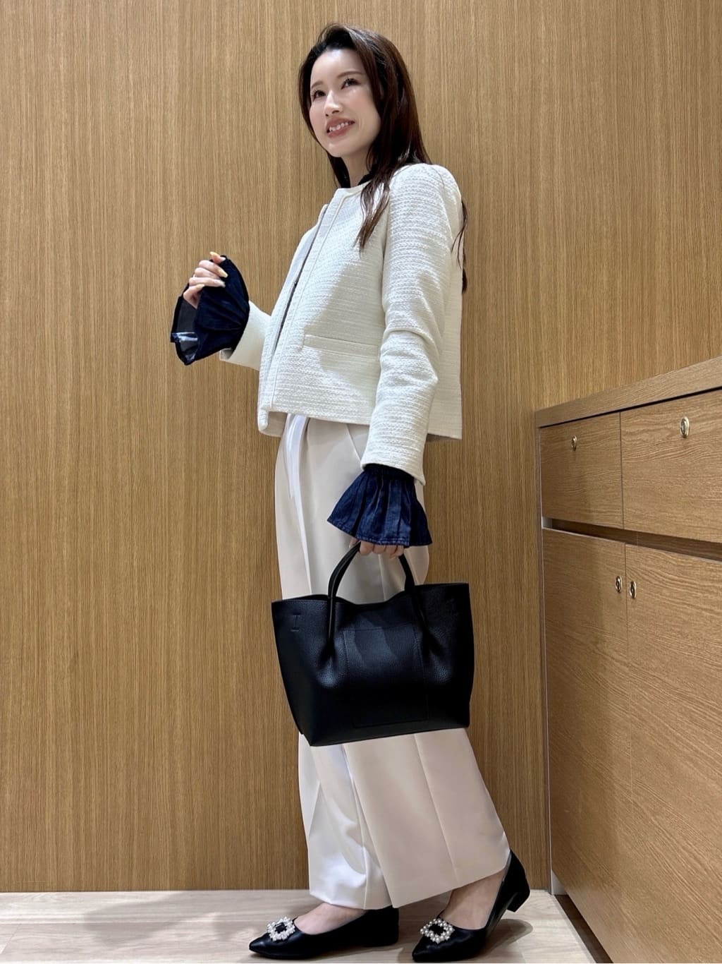 maiさんの「OPAQUE.CLIP｜《通勤対応》 コットンツイードジャケット」を使ったコーディネート