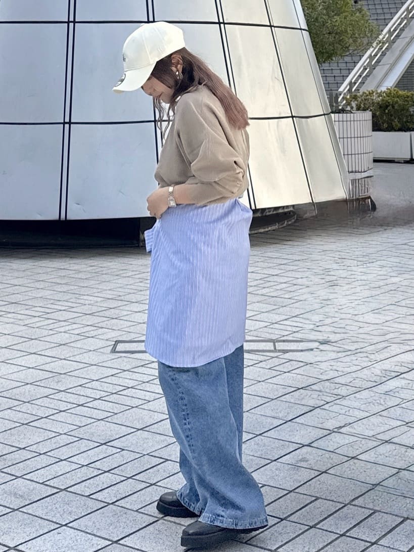 chikoさんの「OPAQUE.CLIP｜リラクシードルマンスリーブニット【洗濯機OK／抗ピル】」を使ったコーディネート