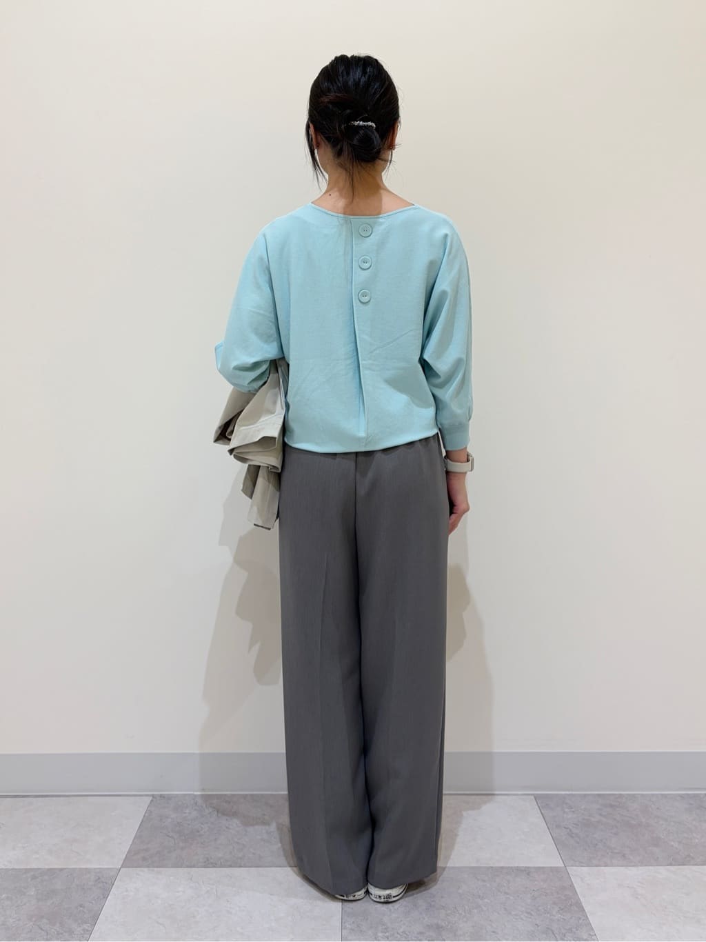 reinaさんの「Dessin｜【洗える】後ろボタンニットプルオーバー七分袖」を使ったコーディネート