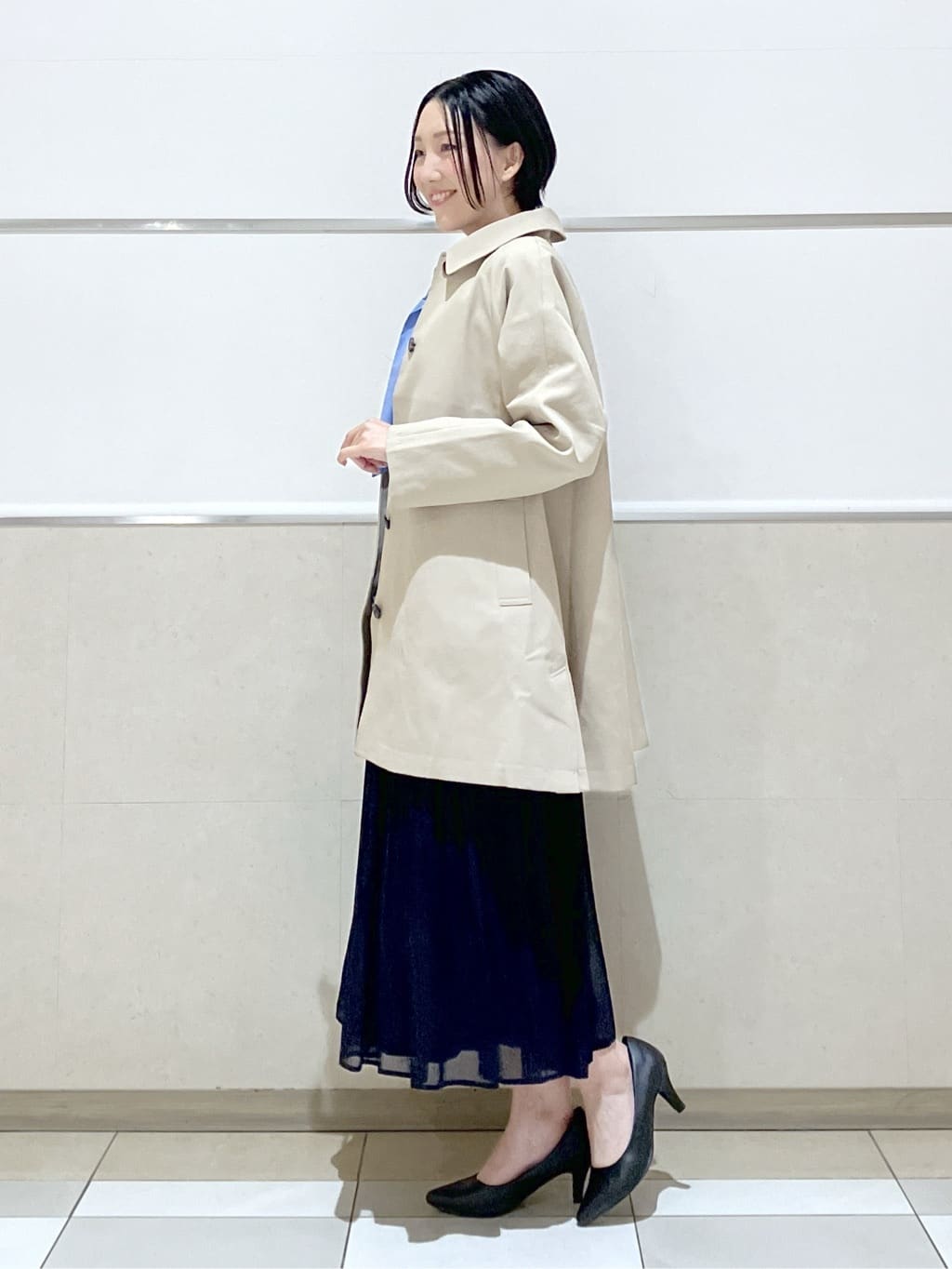 eriko さんの「Dessin｜【花粉ガード/撥水加工/洗える】ステンカラースプリングコート」を使ったコーディネート