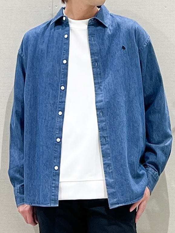 SHI-MAさんの「THE SHOP TK｜【POLO BCS 別注】 アソート長袖シャツ ストライプ／グレー／デニム」を使ったコーディネート
