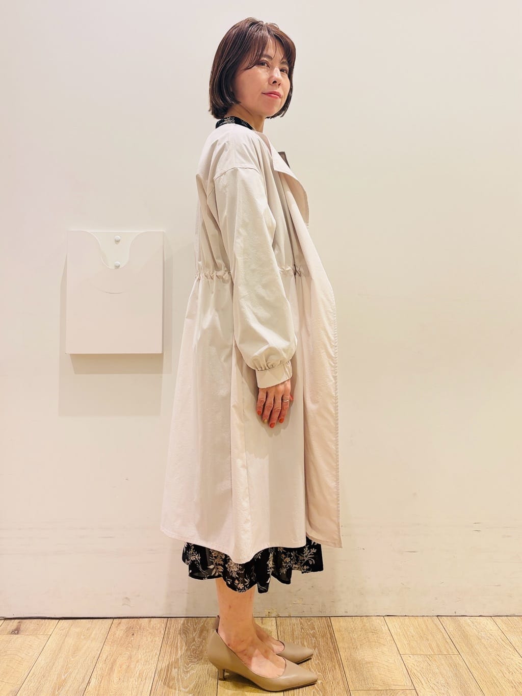 YUKOさんの「index｜ヴィンテージクロスノーカラーロングコート【洗濯機OK／ストレッチ／イージーアイロン】」を使ったコーディネート