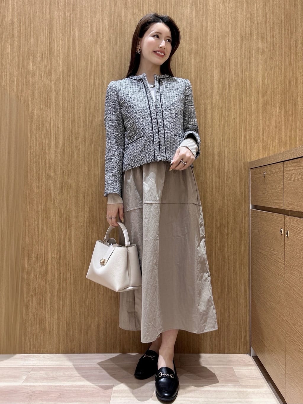 maiさんの「OPAQUE.CLIP｜リブニットドッキングワンピース【洗濯機OK】」を使ったコーディネート