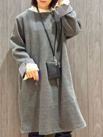 meiさんの「SHOO･LA･RUE｜【体型カバー/洗濯機可/S-LL】お袖ストライプAラインチュニック」を使ったコーディネート