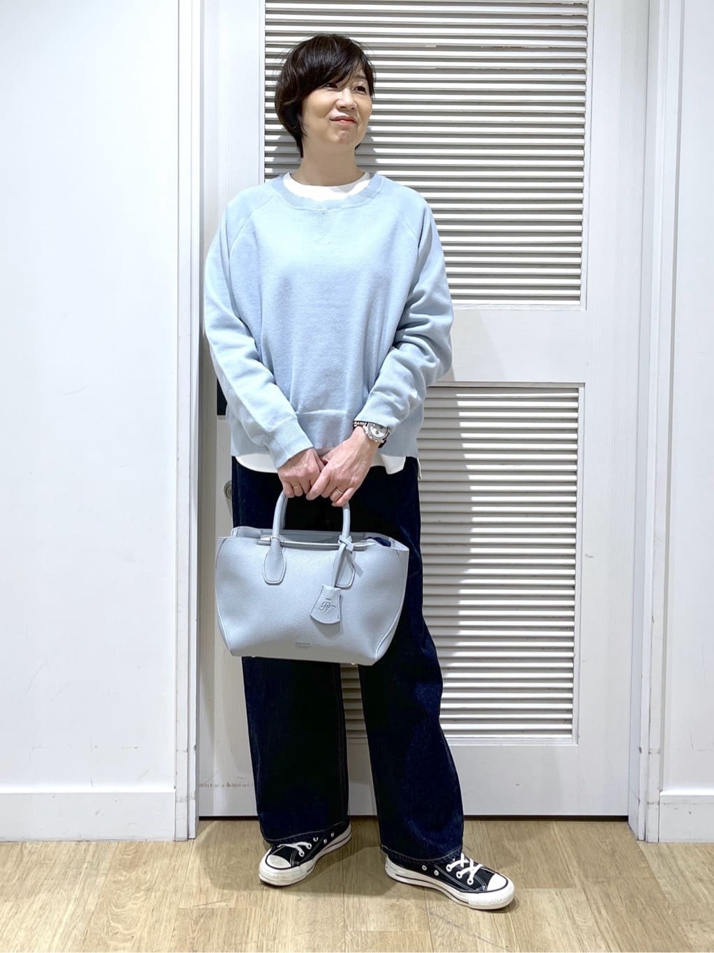 Miyazakiさんの「Dessin｜【体型カバー/レイヤード/洗える】ジョーゼットプルオーバーブラウス」を使ったコーディネート