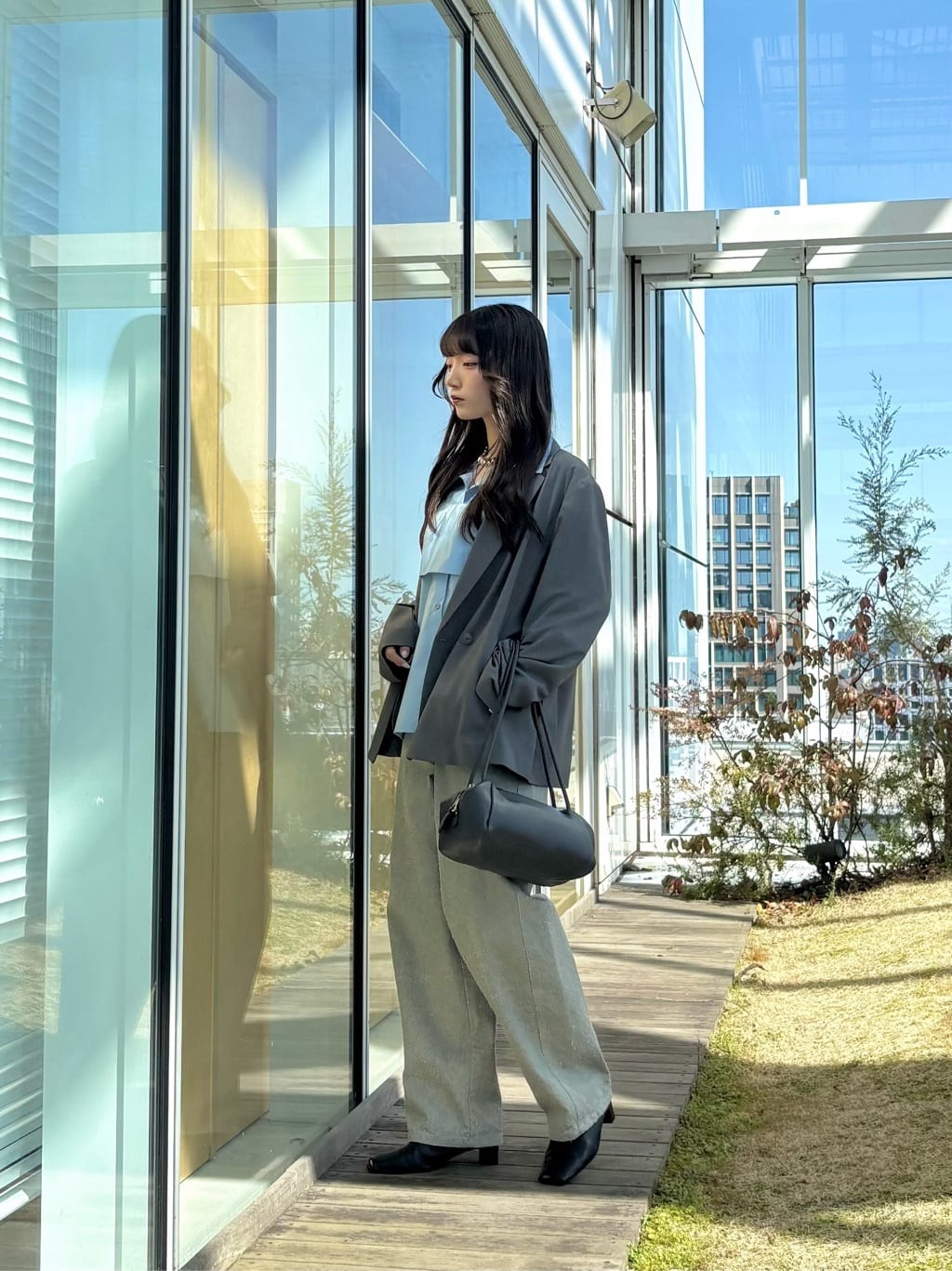 ibukiさんの「INDIVI｜Comfy SET UP｜ダブルブレストイージージャケット【セットアップ対応／通勤／カセット服／接触」を使ったコーディネート
