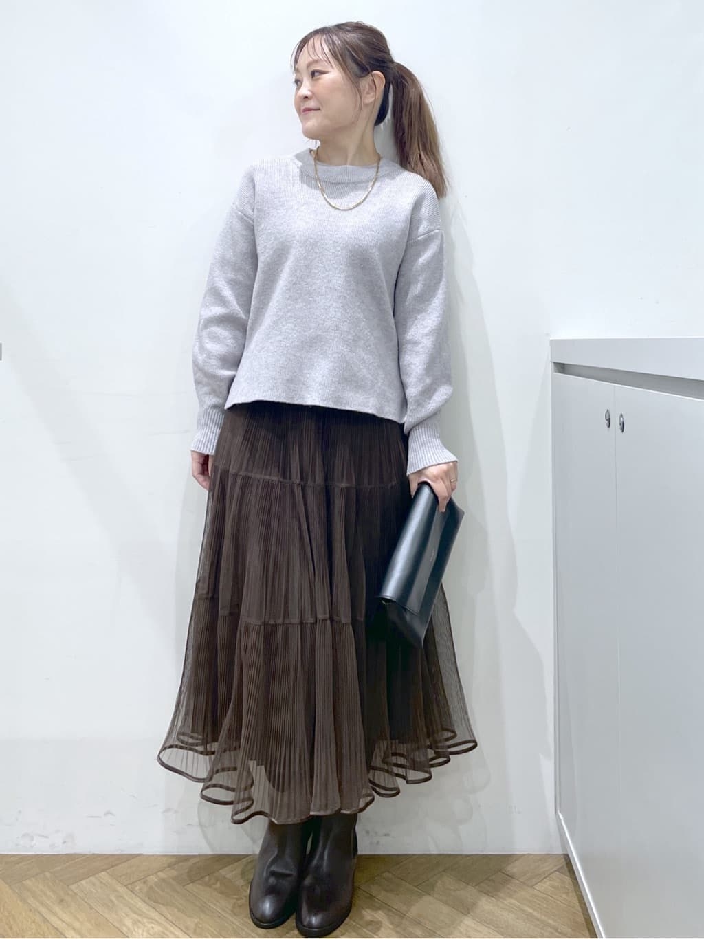 Junさんの「index｜モックネックボクシーラメニット【洗濯機OK】《7col》」を使ったコーディネート