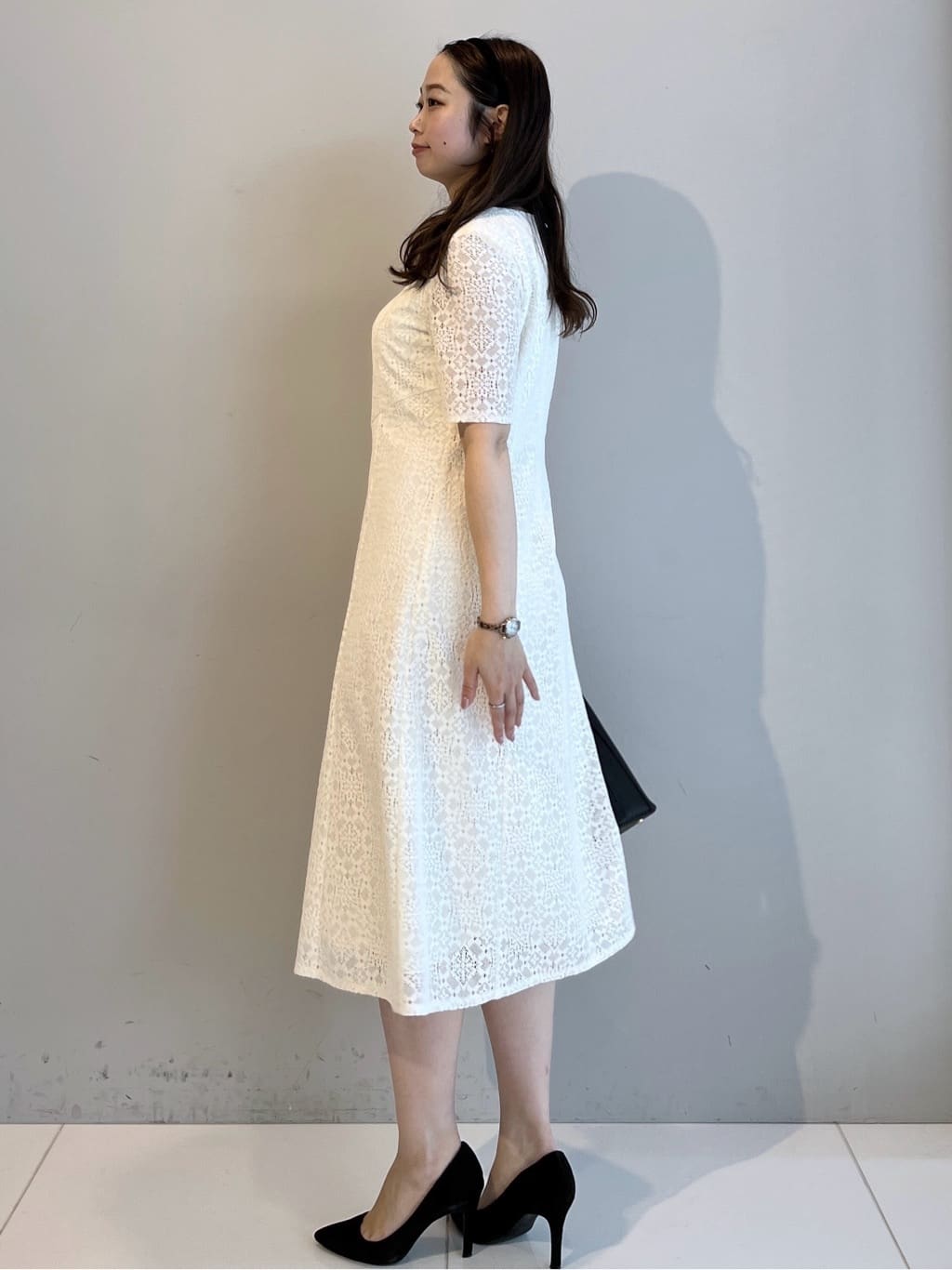 Saekoさんの「COUP DE CHANCE｜【手洗い可／日本製／360&deg;シリーズ】ラッセルレースワンピース」を使ったコーディネート