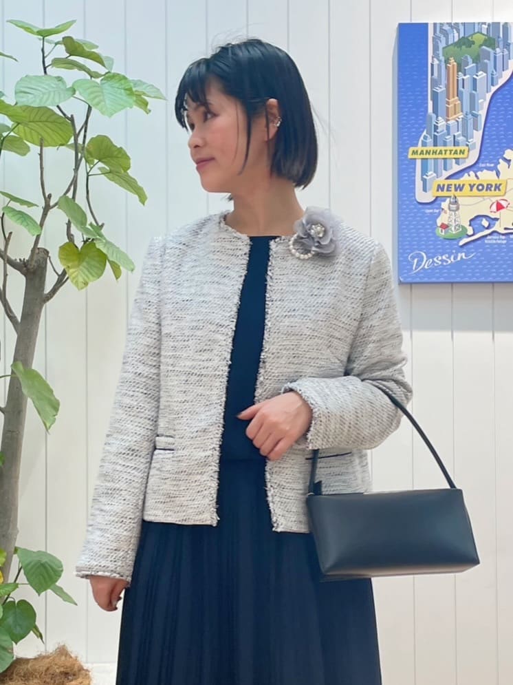 mikaさんの「Dessin｜ツイードクルーネックジャケット」を使ったコーディネート