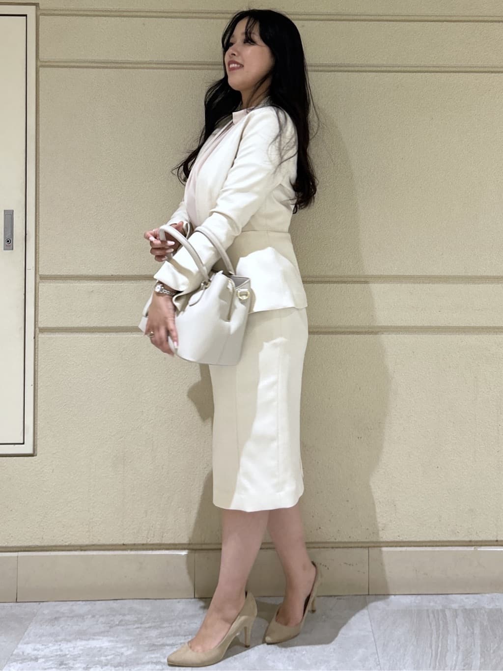 Momokaさんの「COUP DE CHANCE｜【手洗い可／日本製／スーツ可】美シルエット カラーレスジャケット」を使ったコーディネート