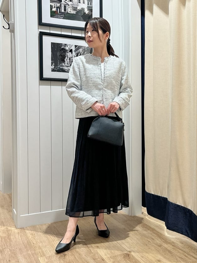 mihoさんの「Dessin｜ツイードクルーネックジャケット」を使ったコーディネート