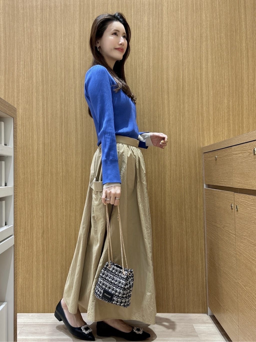 maiさんの「OPAQUE.CLIP｜レイヤード風クルーネックリブニット【洗濯機OK】」を使ったコーディネート
