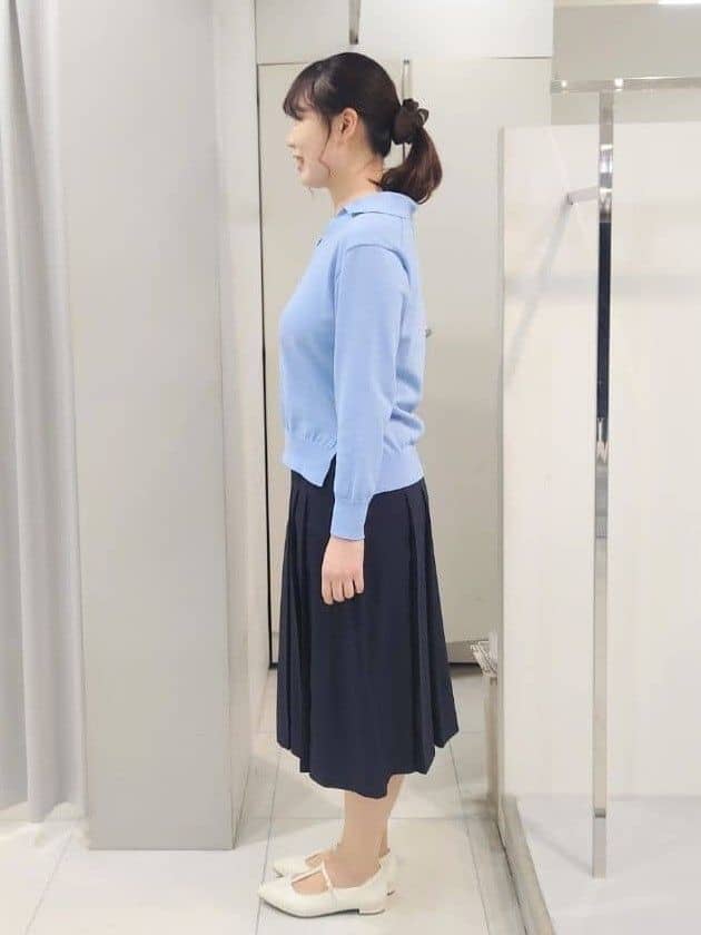 AZUSAさんの「Reflect｜スキッパーネックニットプルオーバー」を使ったコーディネート