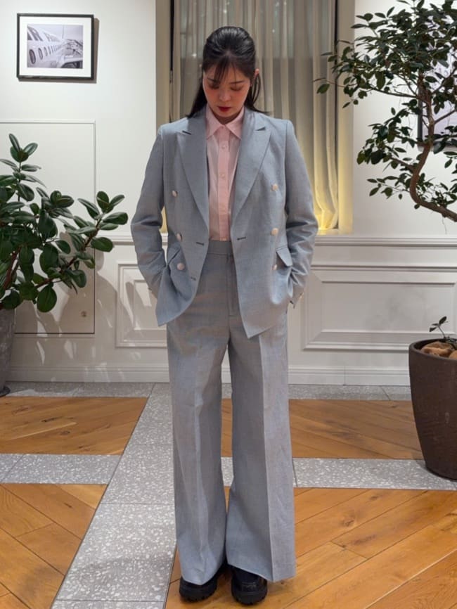 pupiさんの「DRESSTERIOR｜【セットアップ可】リネンブレンドダブルブレストジャケット」を使ったコーディネート