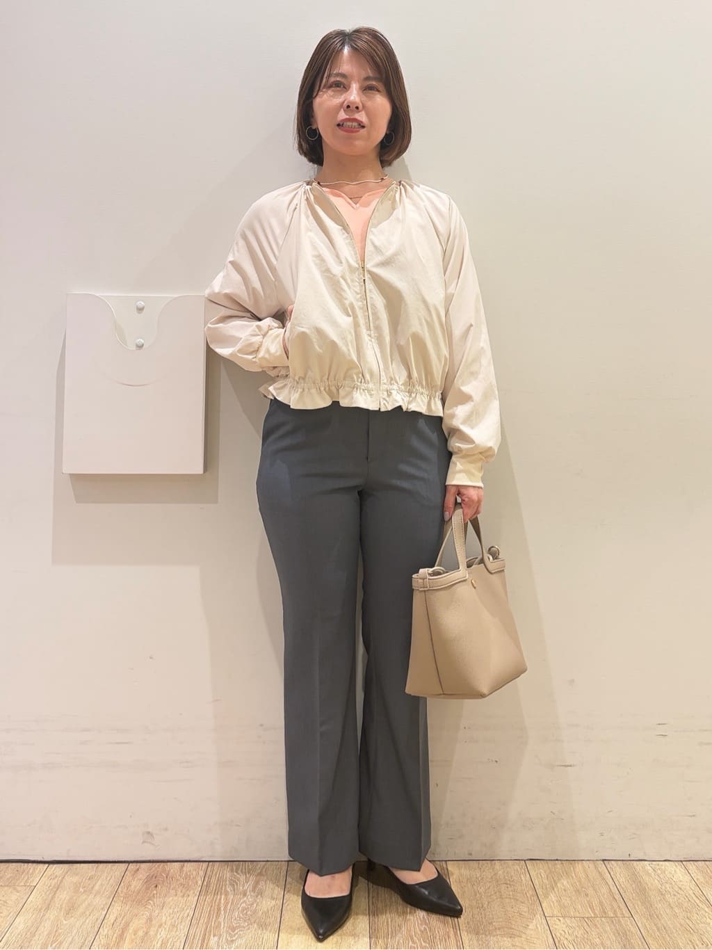 YUKOさんの「index｜接触冷感ノーカラーブルゾン【洗濯機OK／防シワ】」を使ったコーディネート