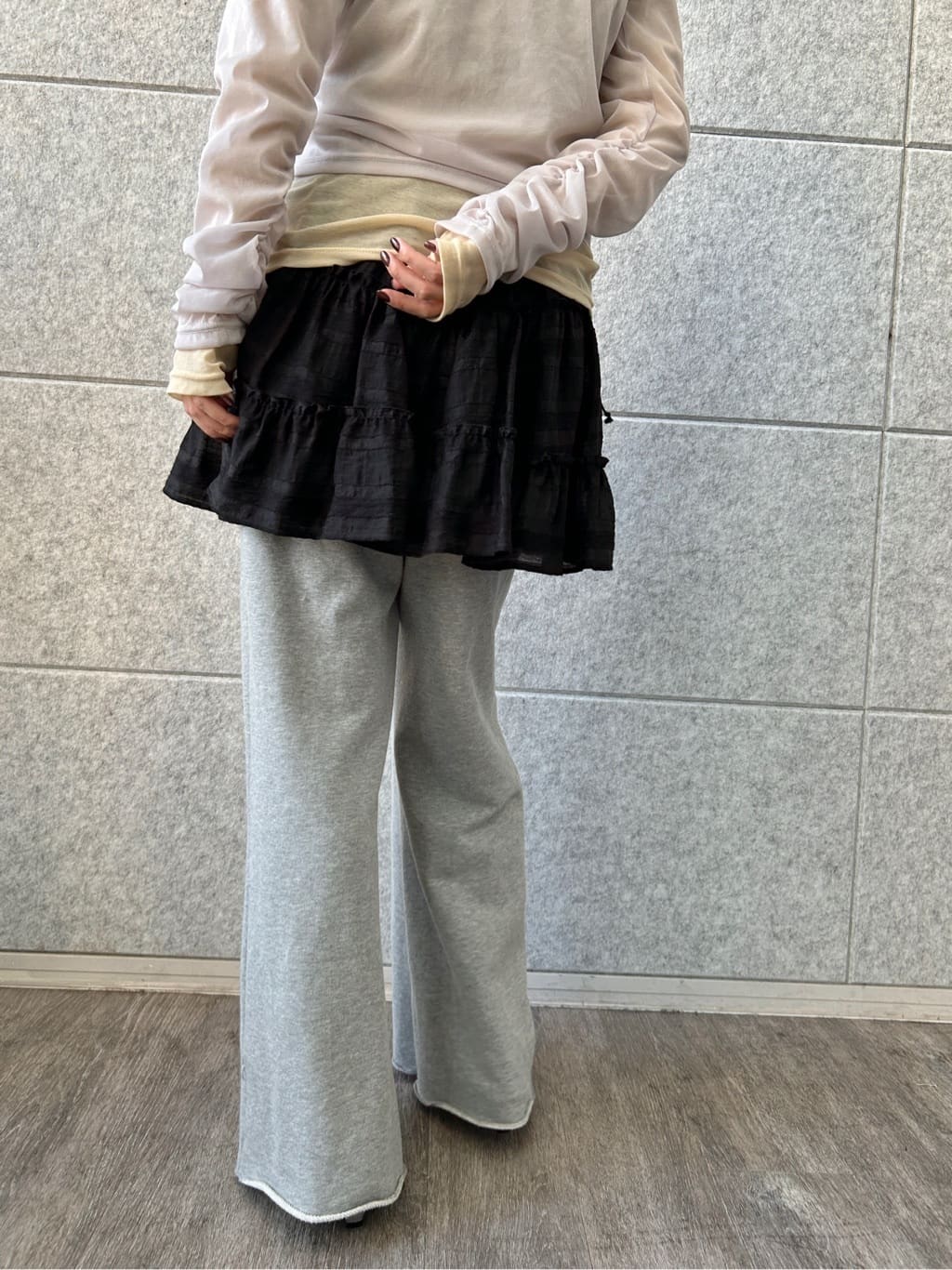 harunaさんの「CODE A｜sheer combi layer tops」を使ったコーディネート