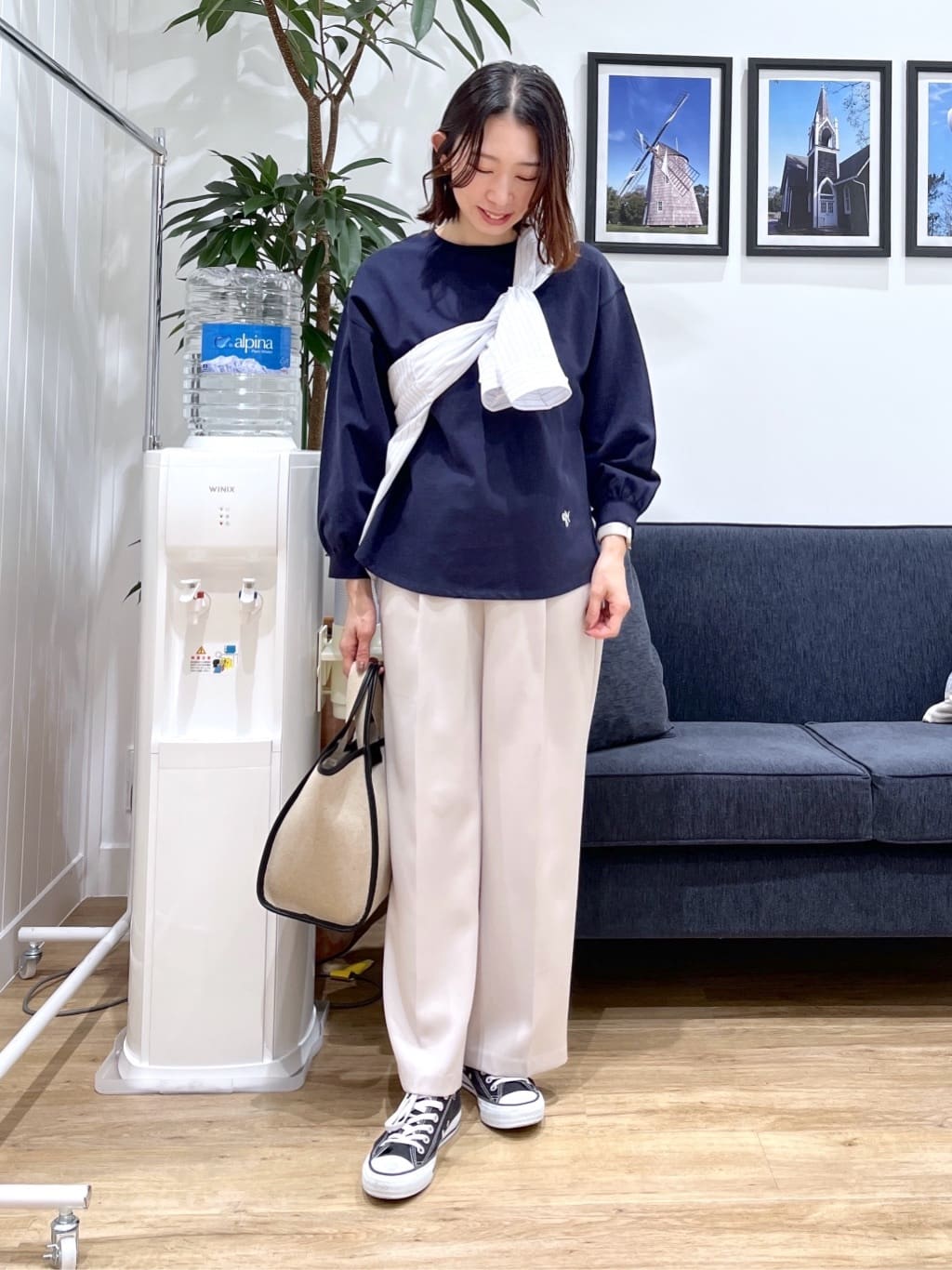 canaさんの「Dessin｜【360度可愛い・洗える】バックヘンリーカットソー」を使ったコーディネート