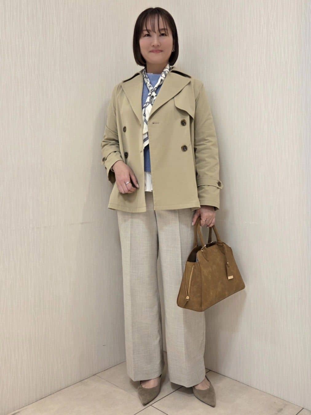 naokoさんの「UNTITLED｜【定番人気/はっ水/洗える】タスランショートトレンチコート」を使ったコーディネート