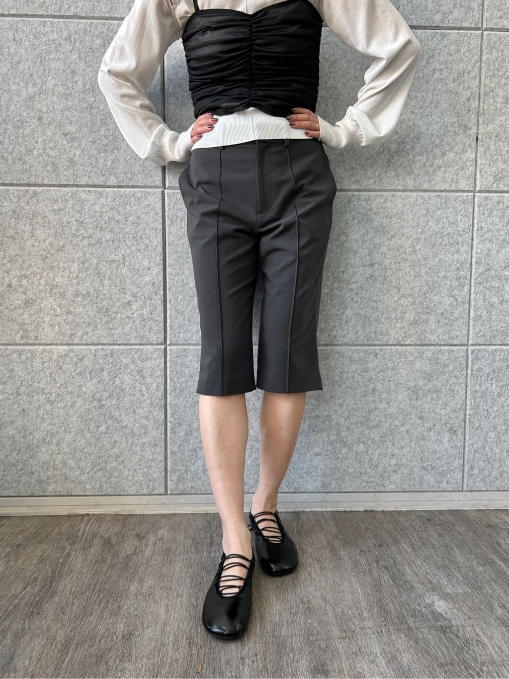harunaさんの「CODE A｜organza shirring cami」を使ったコーディネート
