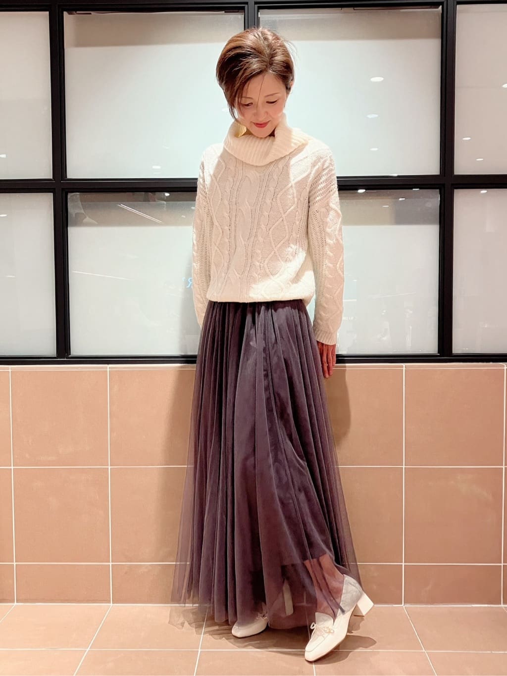 Ｋさんの「ESPERANZA｜ビジュー付リボンローファー」を使ったコーディネート