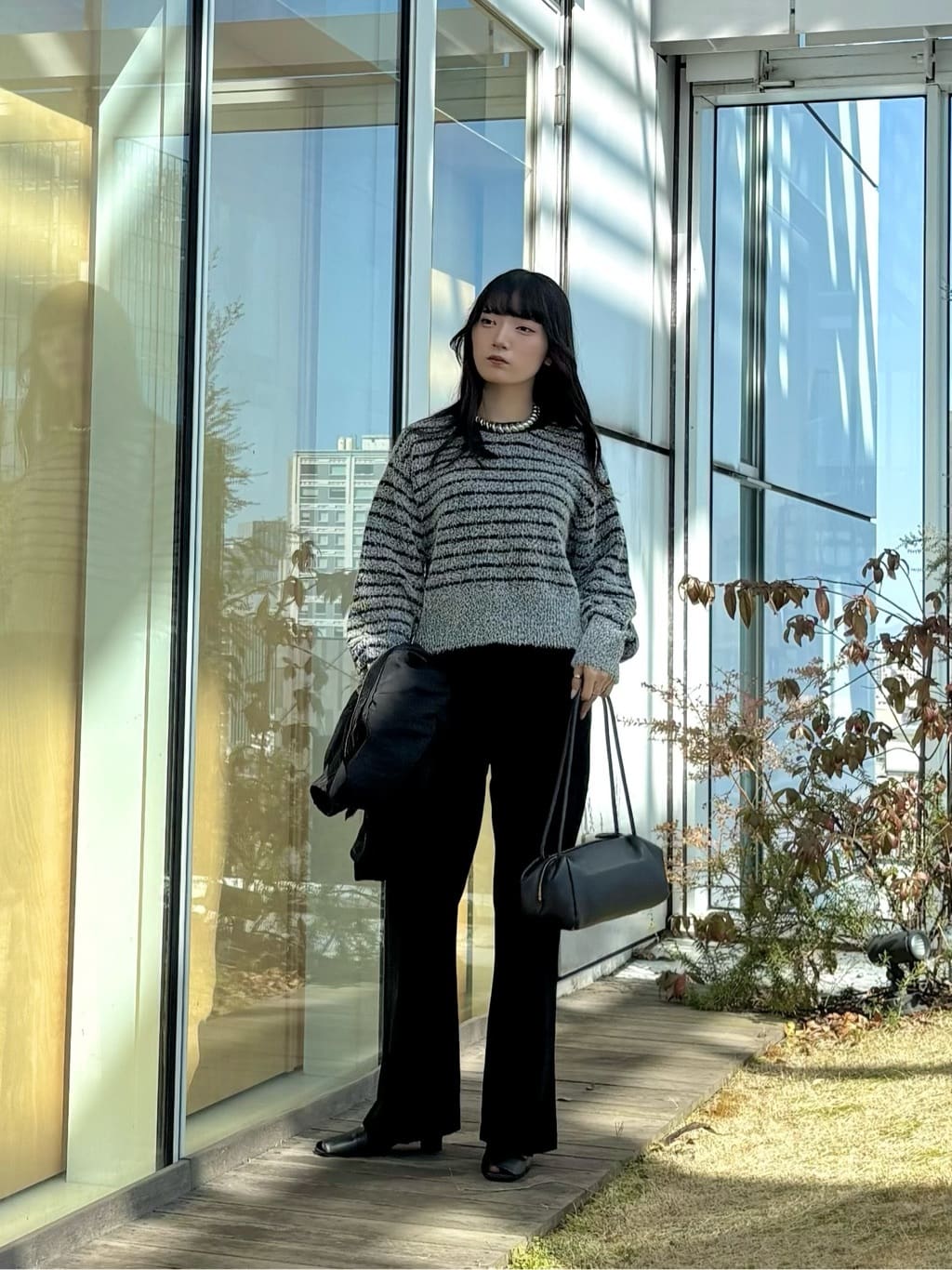 ibukiさんの「INDIVI｜ファンシーヤーンボーダーニット」を使ったコーディネート