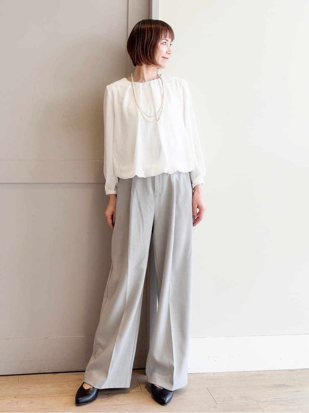 yamakoさんの「grove｜【マシンウォッシュ/防シワ/S-3L】着回しできるカセット服ワイドパンツ」を使ったコーディネート