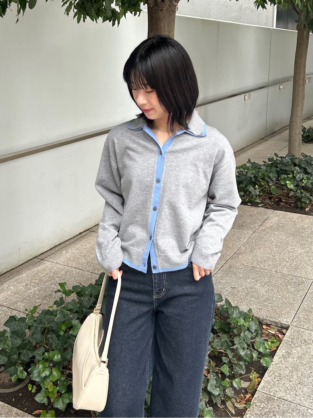 RINAさんの「OPAQUE.CLIP｜ダブルカラーポロ衿配色ニット【洗濯機OK】」を使ったコーディネート