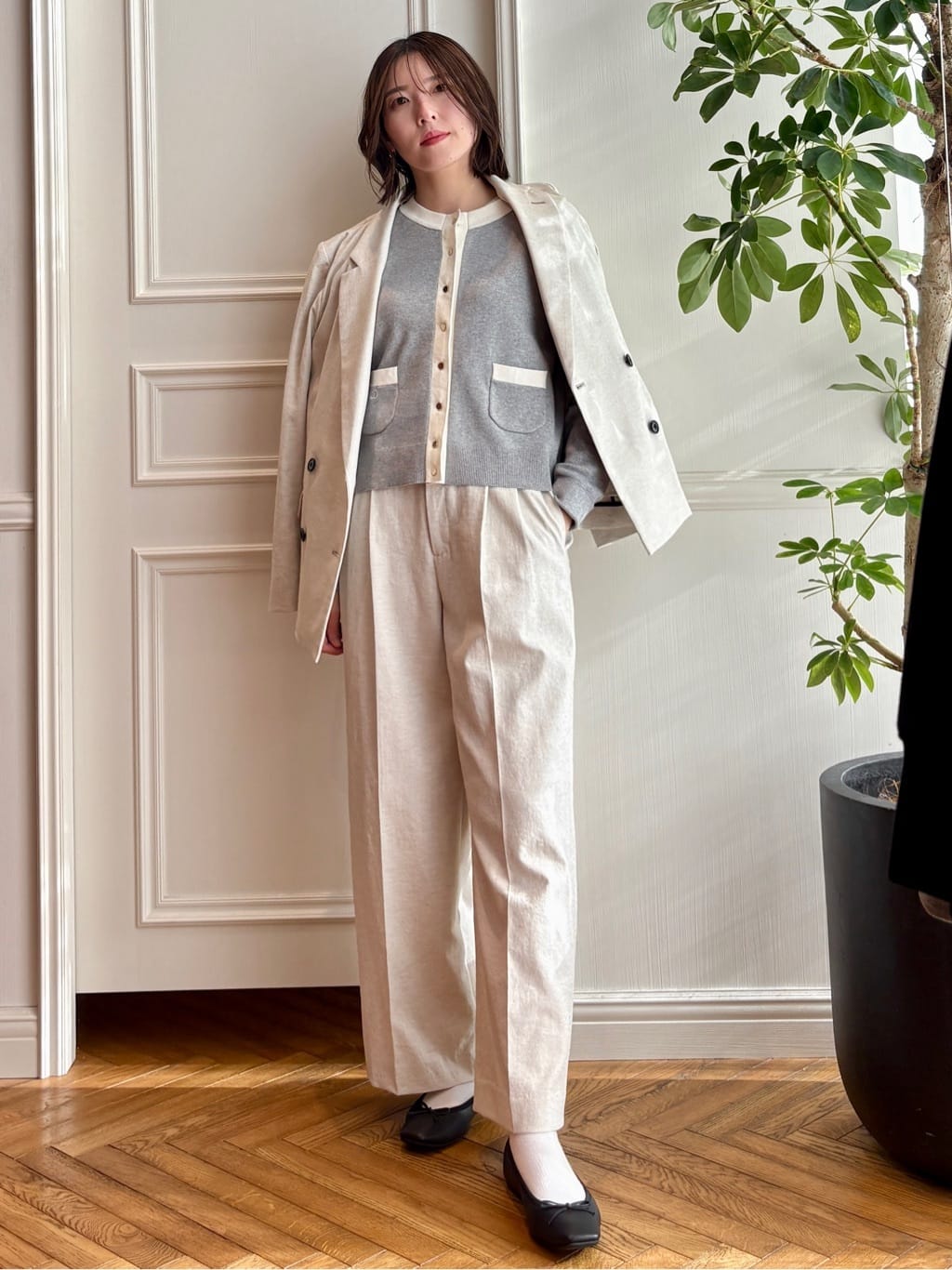 nakaoさんの「DRESSTERIOR｜◆ウォッシャブル コットンカシミヤ コンビカーデ」を使ったコーディネート