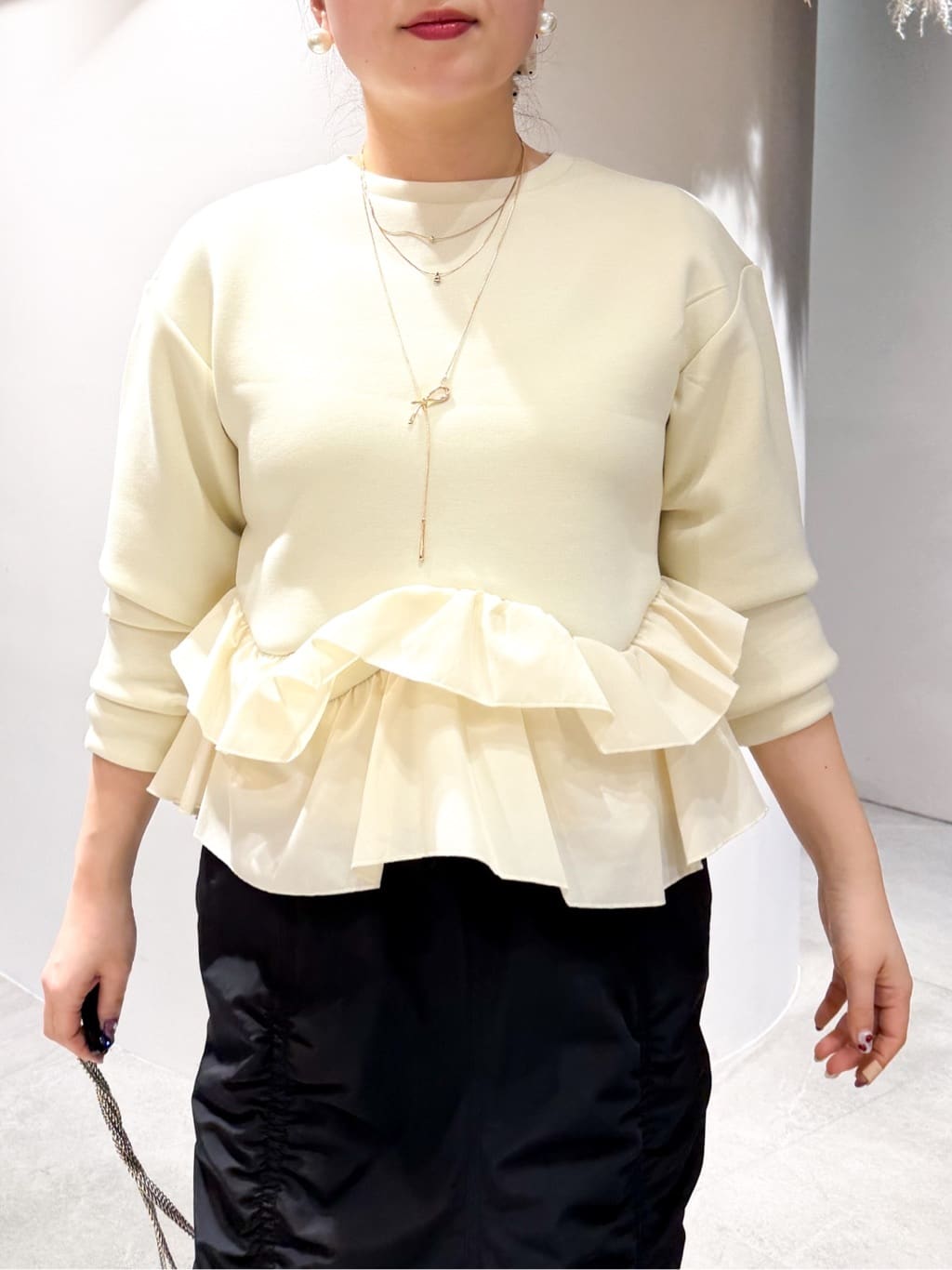 かりんさんの「OPAQUE.CLIP｜裾フリルドッキングトップス【洗濯機OK】」を使ったコーディネート