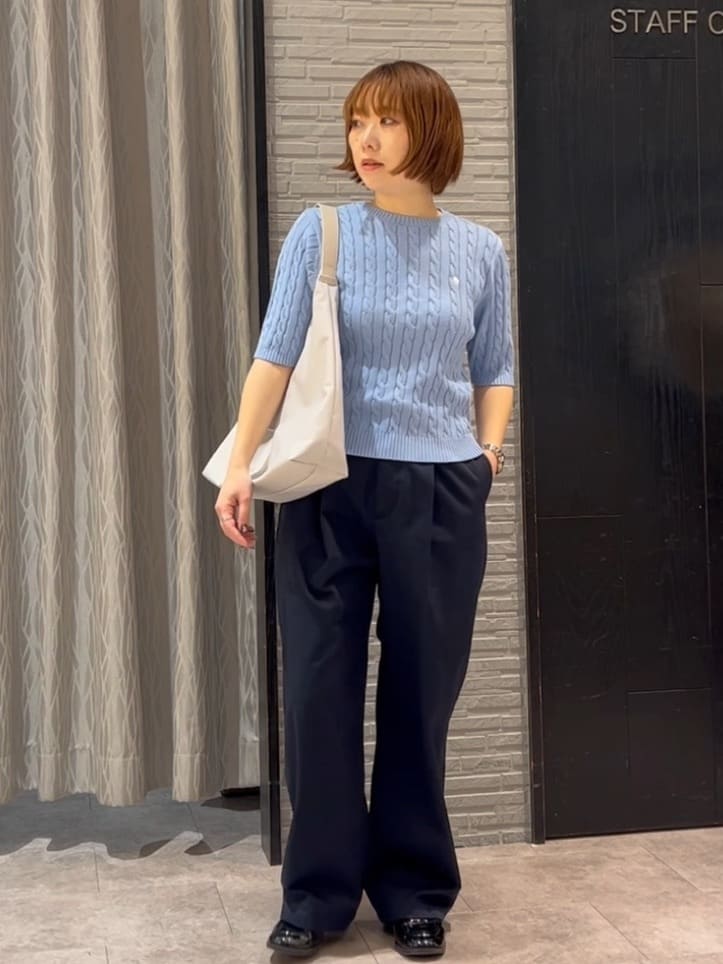 ga_riさんの「THE SHOP TK｜【POLO BCS 別注】5分袖ケーブルニット」を使ったコーディネート