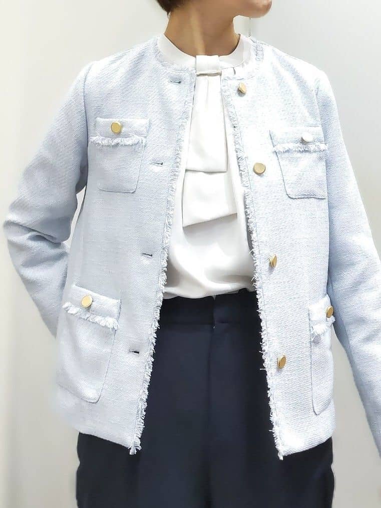 やまちゃんさんの「grove｜【マシンウォッシュ/防シワ/UVカット】ボウタイブラウス【マルチWAY】」を使ったコーディネート
