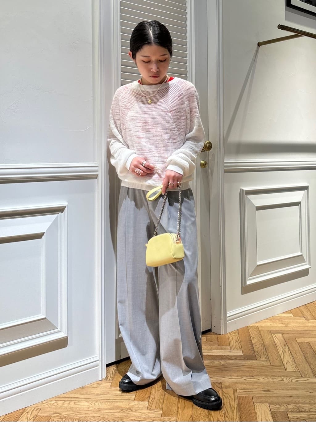 Mgmさんの「DRESSTERIOR｜【ウォッシャブル】コットンシルクフレンチスリーブニット」を使ったコーディネート