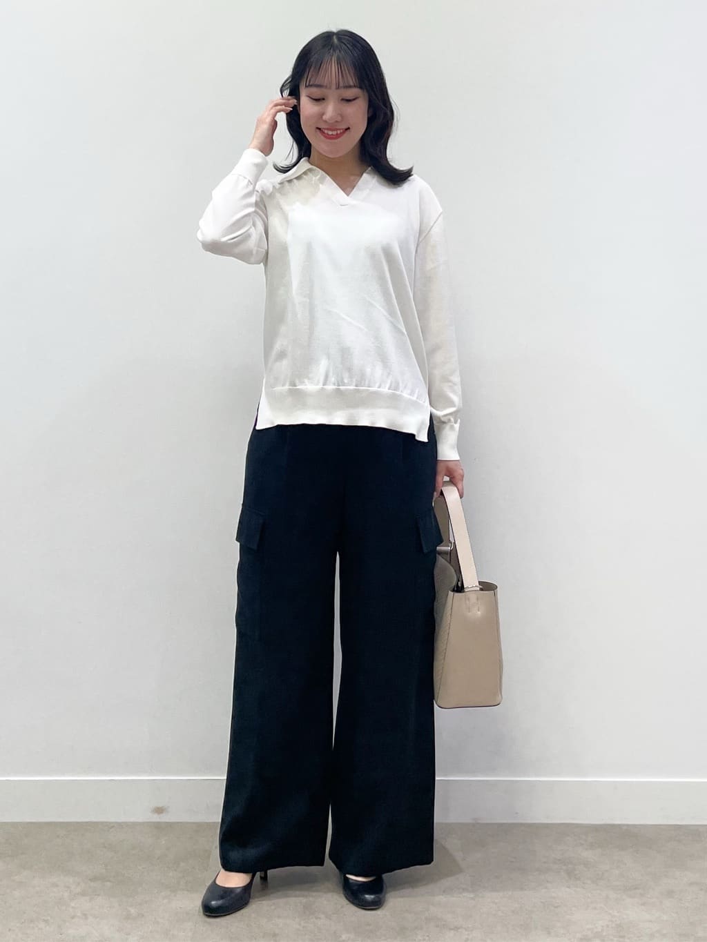 yukariさんの「Reflect｜スキッパーネックニットプルオーバー」を使ったコーディネート