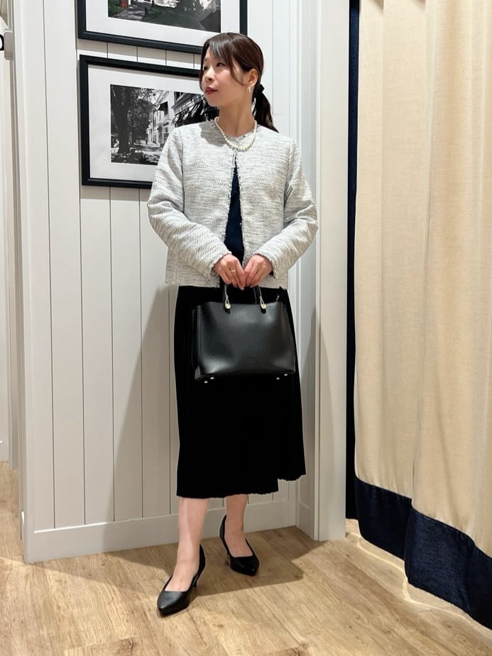 mihoさんの「Dessin｜ツイードクルーネックジャケット」を使ったコーディネート