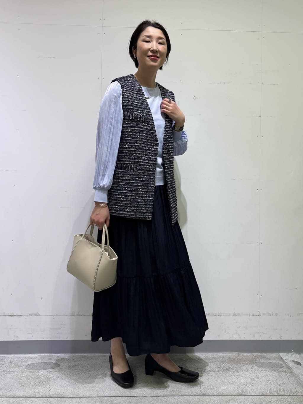 yuriさんの「INDIVI｜【洗える／華やか】袖プリーツニット」を使ったコーディネート