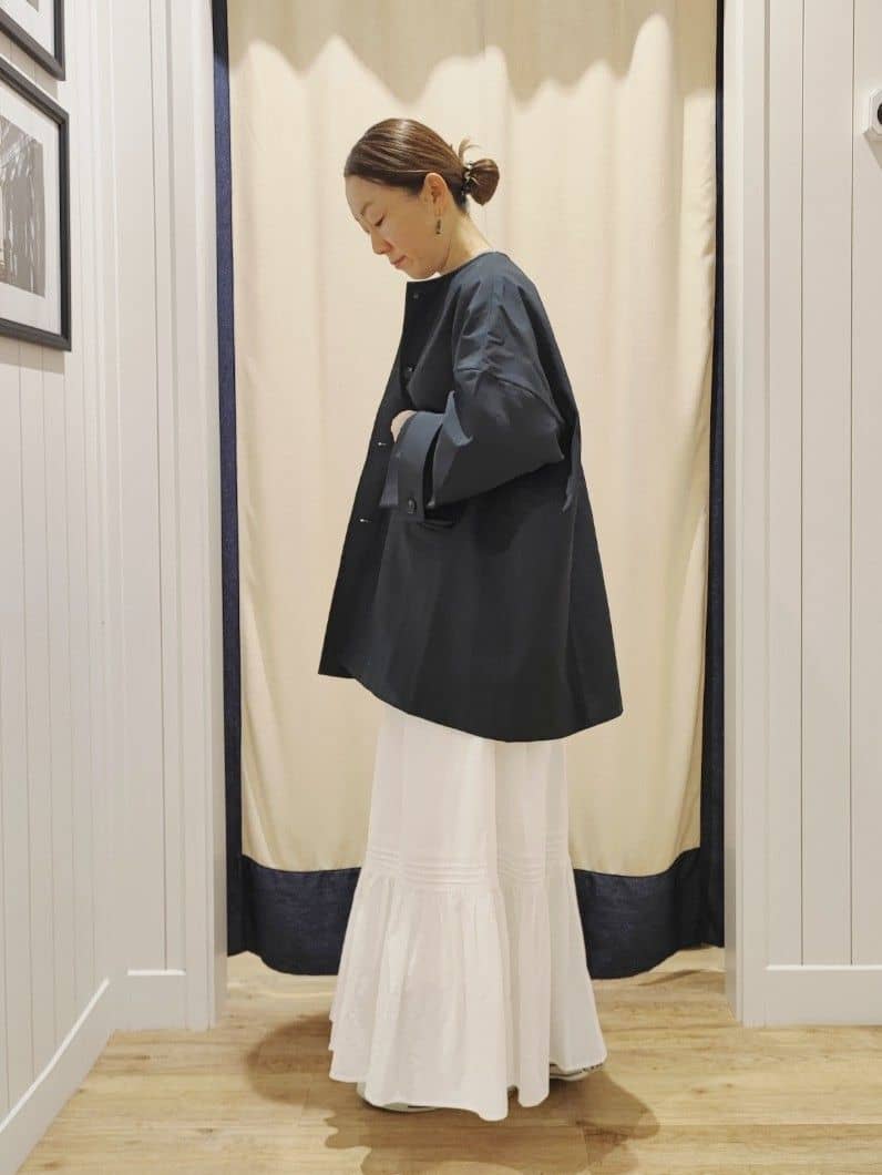 toyaさんの「Dessin｜【花粉ガード/撥水加工/洗える】クルーネックスプリングコート」を使ったコーディネート